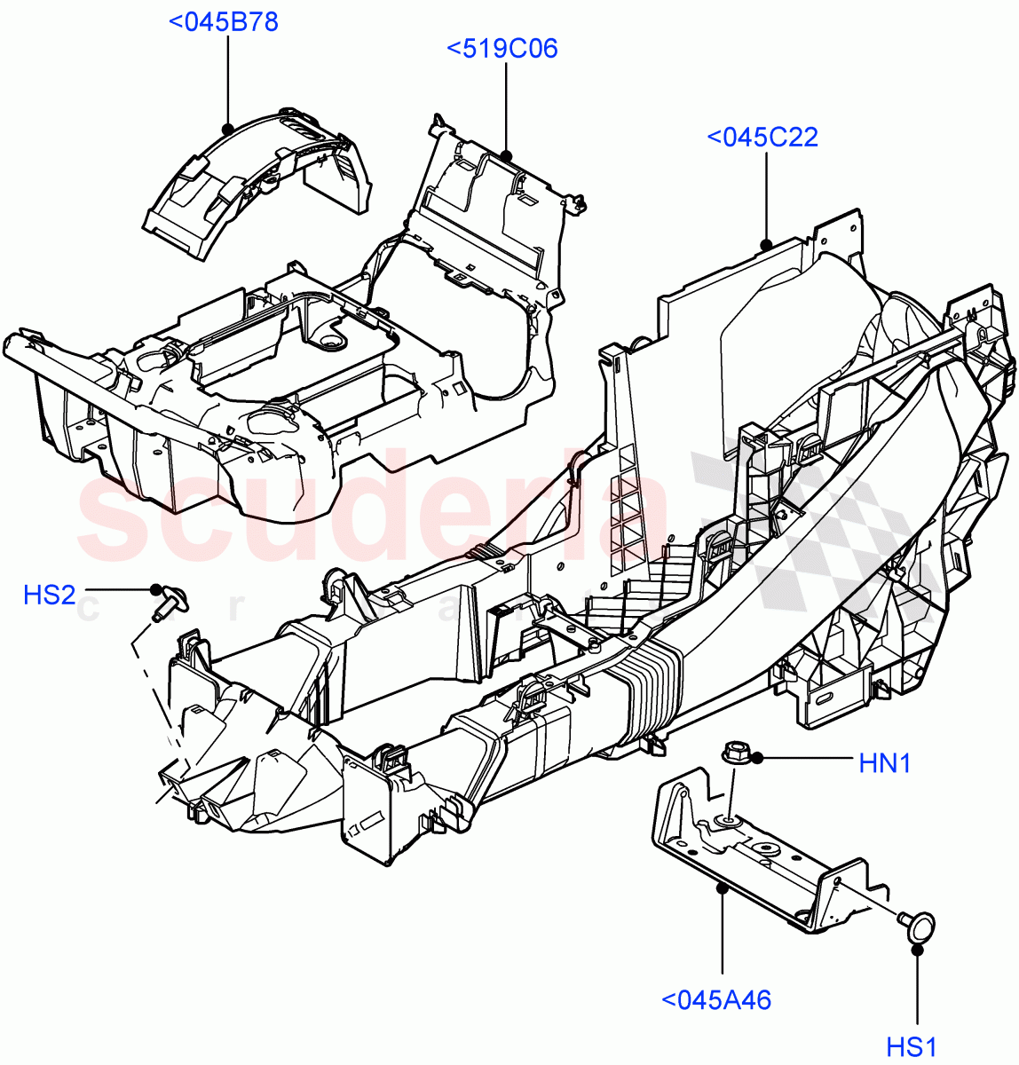 Console - Floor (Internal Components, For Carrier Assy) ((V) FROMAA000001) of Land Rover Land Rover Discovery 4 (2010-2016) [3.0 Diesel 24V DOHC TC]