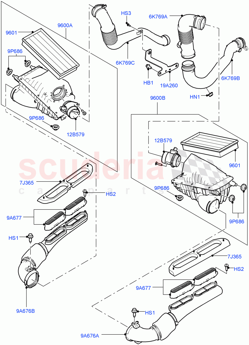Air Cleaner (3.0L 24V DOHC V6 TC Diesel, 3.0 V6 Diesel Electric Hybrid Eng, 3.0L 24V V6 Turbo Diesel Std Flow) of Land Rover Land Rover Range Rover (2012-2021) [3.0 Diesel 24V DOHC TC]