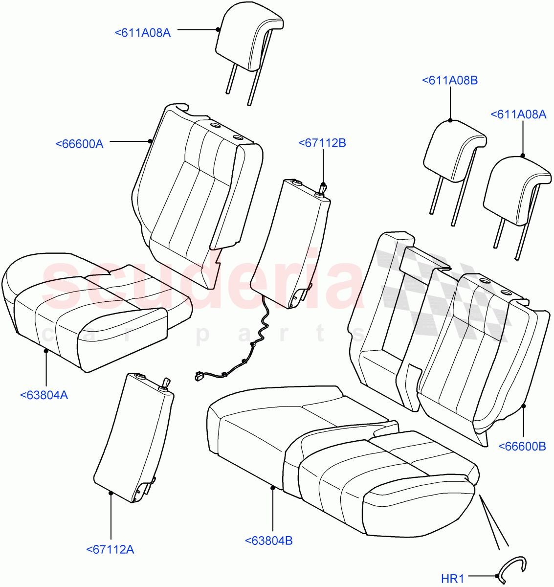 Rear Seat Covers (Extended Windsor, Windsor (M-L)) ((V) FROMAA000001) of Land Rover Land Rover Range Rover Sport (2010-2013) [5.0 OHC SGDI SC V8 Petrol]
