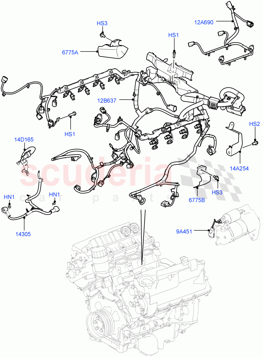Electrical Wiring - Engine And Dash (5.0L OHC SGDI NA V8 Petrol - AJ133) of Land Rover Land Rover Range Rover (2012-2021) [2.0 Turbo Petrol AJ200P]