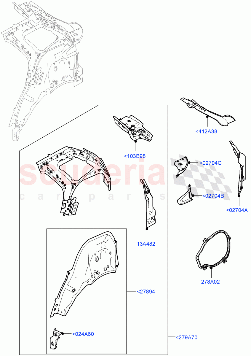 Side Panels - Inner (Middle - Rear, Inner - Rear) (Halewood (UK)) of Land Rover Land Rover Range Rover Evoque (2019+) [2.0 Turbo Diesel AJ21D4]