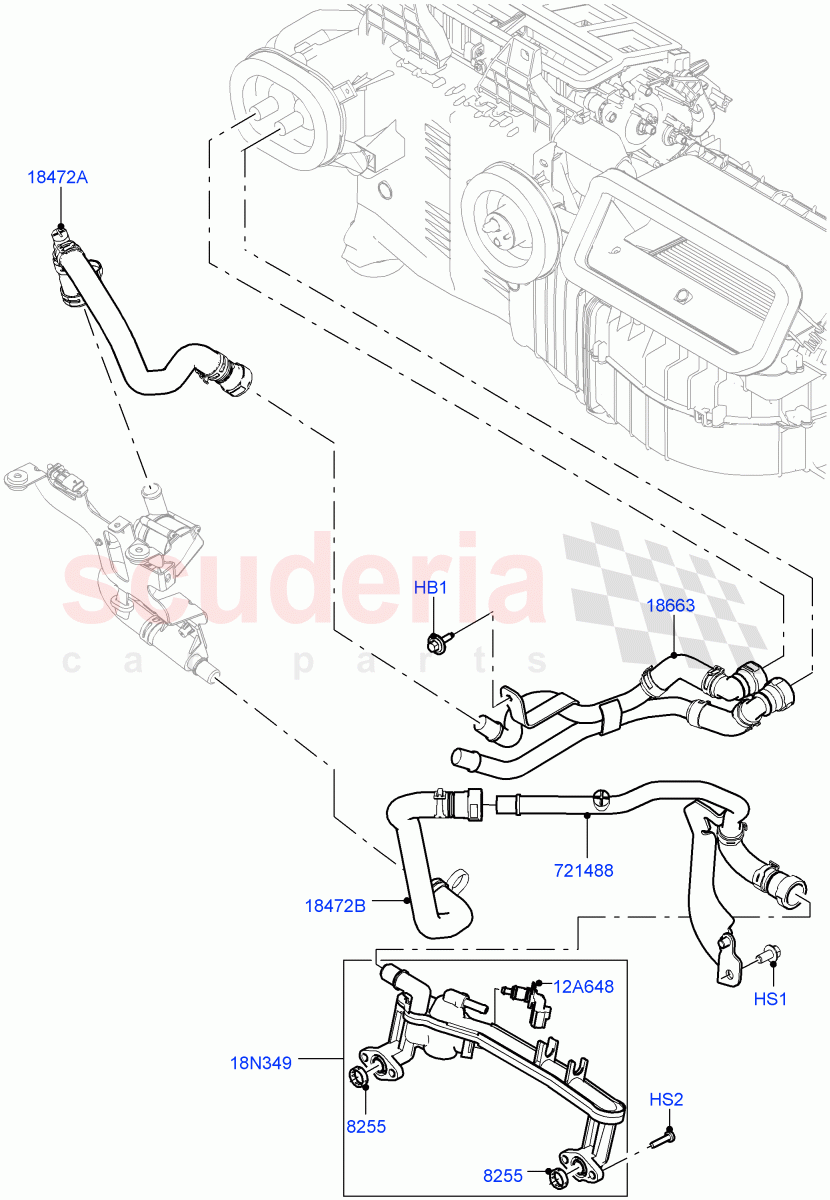 Heater Hoses (5.0 Petrol AJ133 DOHC CDA, Electric Auxiliary Coolant Pump, 5.0L P AJ133 DOHC CDA S/C Enhanced) ((V) FROMJA000001) of Land Rover Land Rover Range Rover (2012-2021) [2.0 Turbo Petrol GTDI]