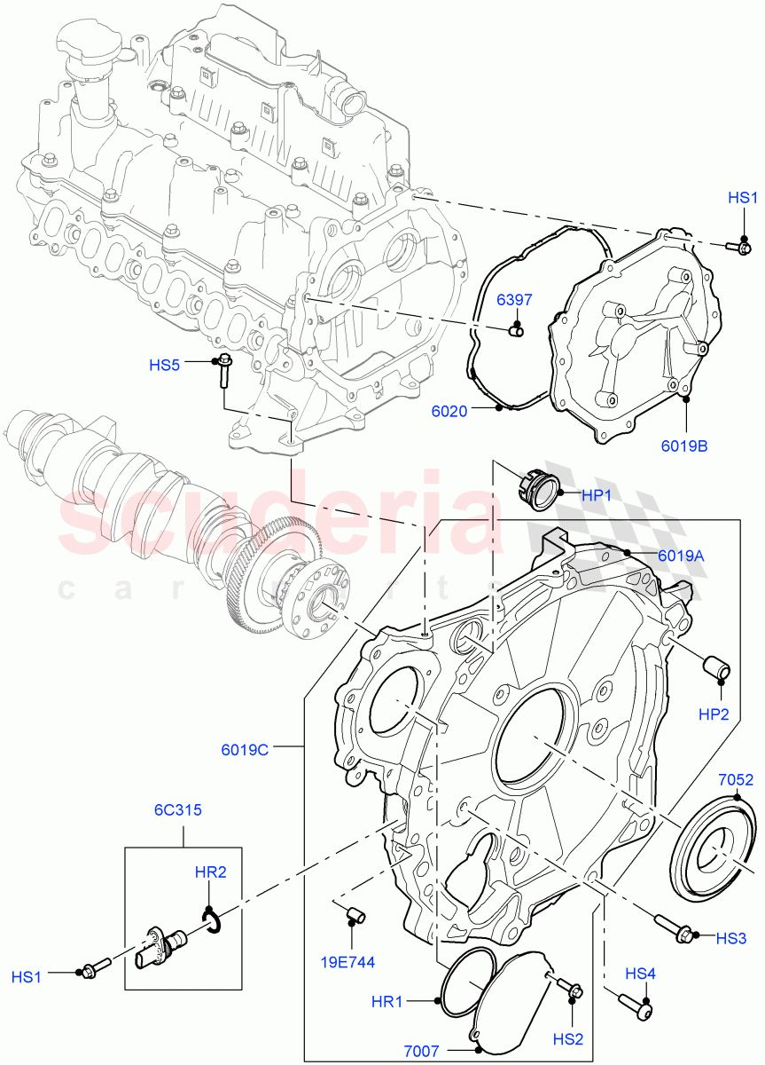 Timing Gear Covers (2.0L AJ21D4 Diesel Mid, Itatiaia (Brazil)) of Land Rover Land Rover Range Rover Evoque (2019+) [2.0 Turbo Diesel AJ21D4]