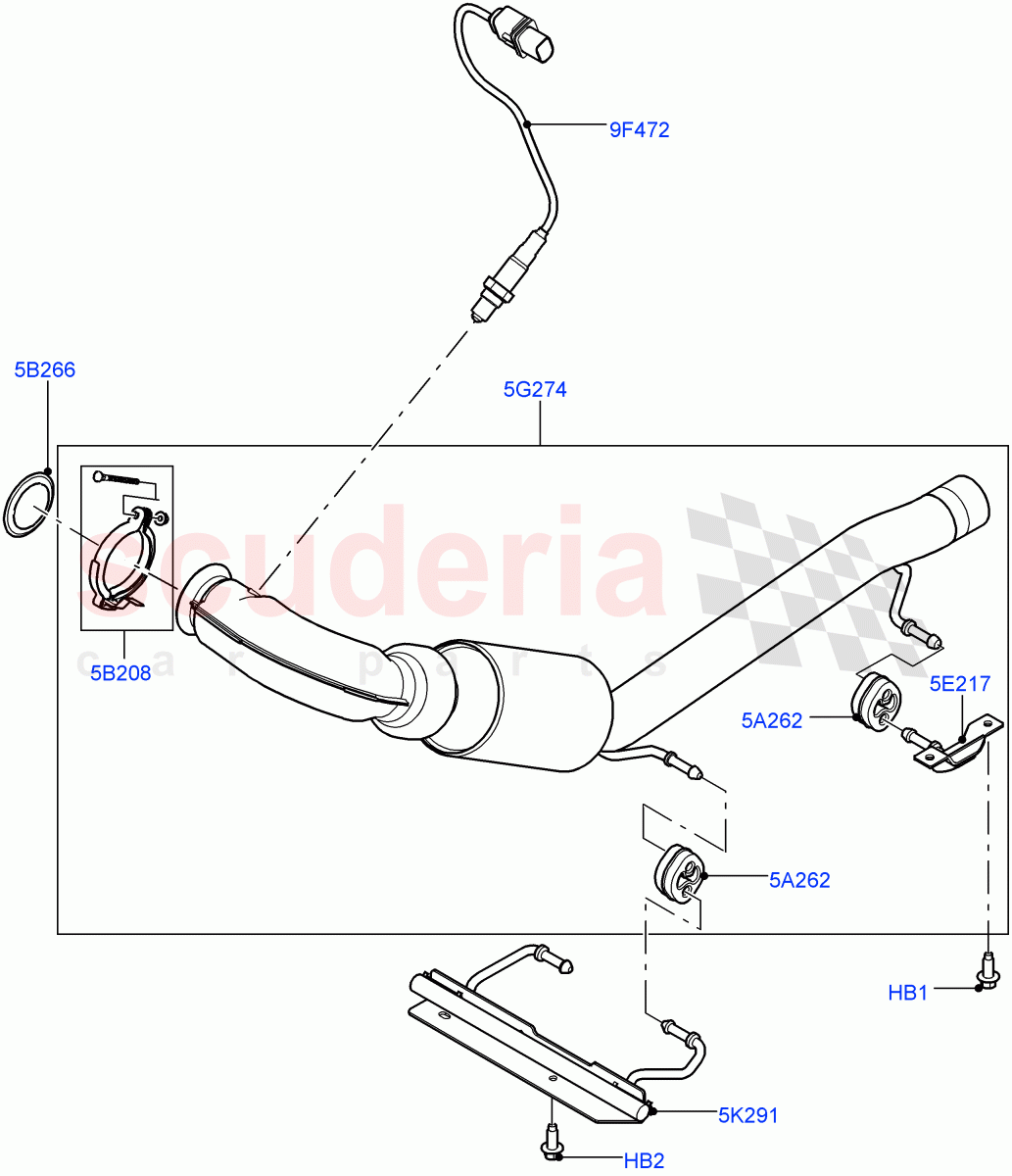 Exhaust System (2.2L CR DI 16V Diesel, EU2, Euro Stage 4 Emissions, EU4 - India) of Land Rover Land Rover Range Rover Evoque (2012-2018) [2.2 Single Turbo Diesel]