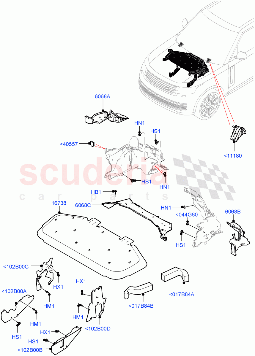Insulators - Front (Engine Compartment) of Land Rover Land Rover Range Rover (2022+) [3.0 I6 Turbo Diesel AJ20D6]