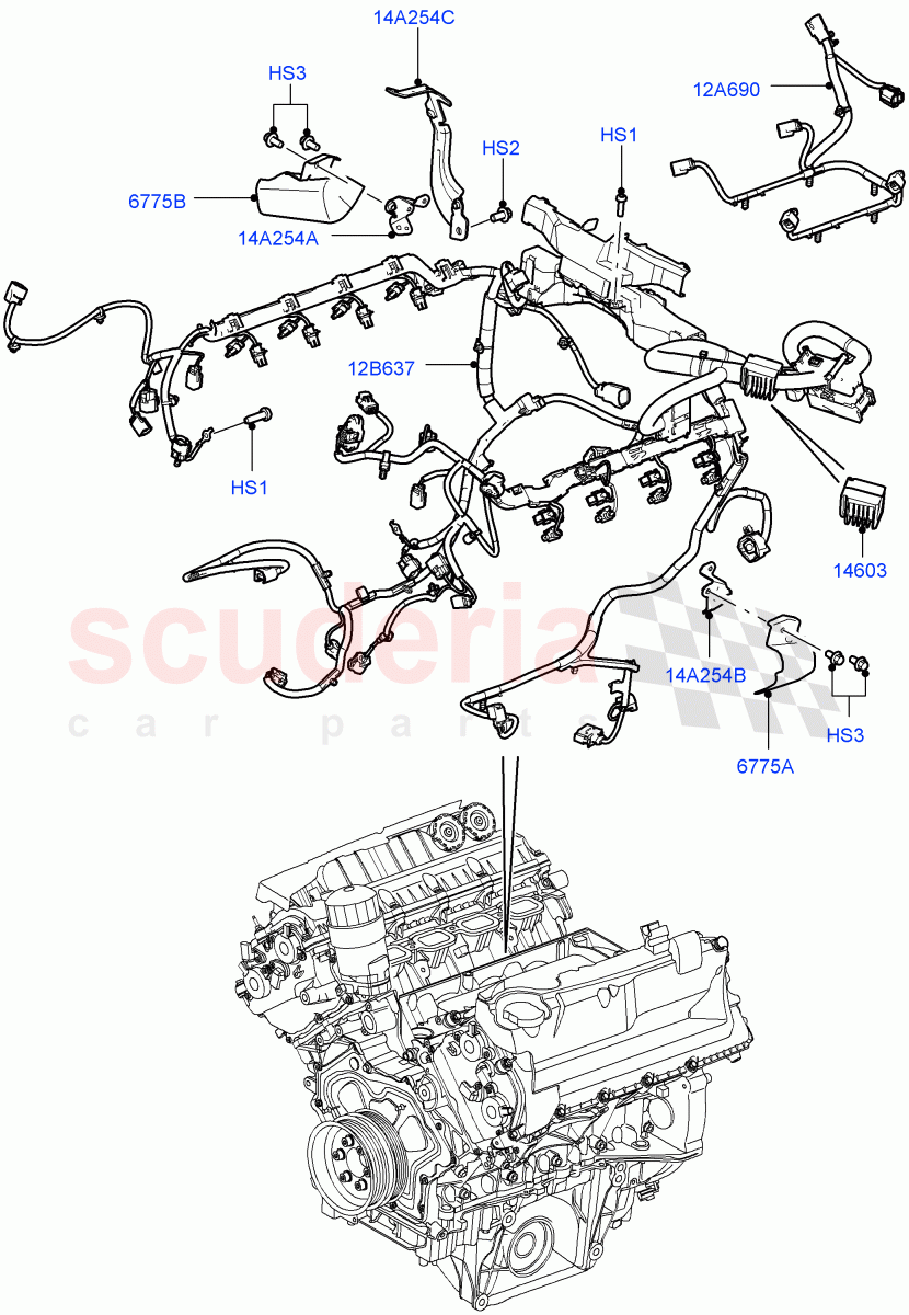 Electrical Wiring - Engine And Dash (5.0L OHC SGDI SC V8 Petrol - AJ133) ((V) FROMAA000001) of Land Rover Land Rover Range Rover (2010-2012) [4.4 DOHC Diesel V8 DITC]