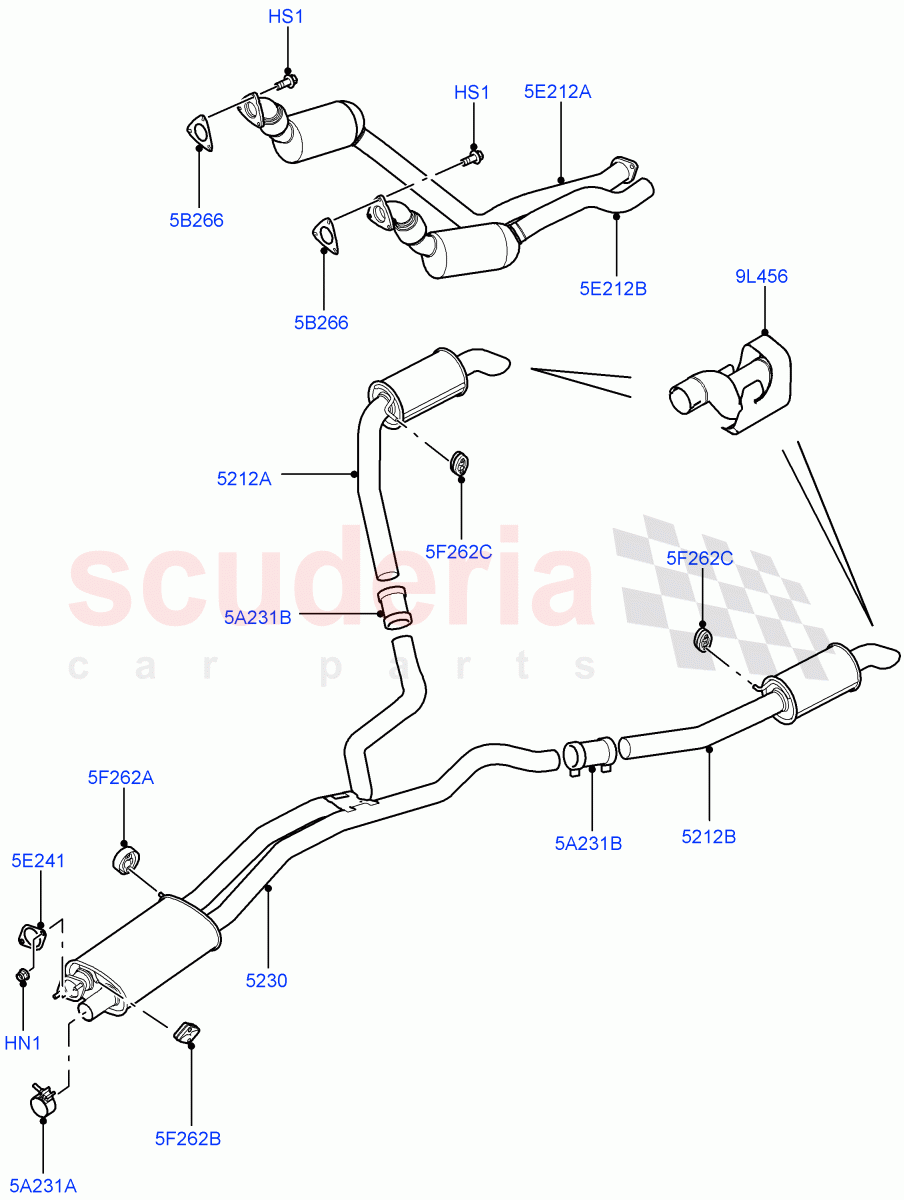 Exhaust System (3.6L V8 32V DOHC EFi Diesel Lion, Euro Stage 4 Emissions, EU2) ((V) FROMAA000001) of Land Rover Land Rover Range Rover Sport (2010-2013) [3.6 V8 32V DOHC EFI Diesel]