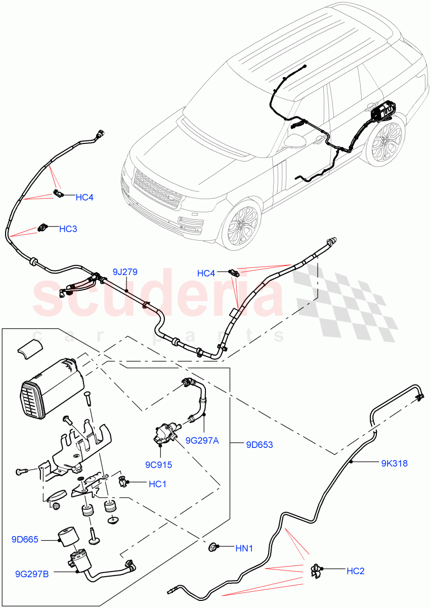 Fuel Lines (5.0L P AJ133 DOHC CDA S/C Enhanced, Fuel Tank Filler Neck - DMTL, 5.0L OHC SGDI SC V8 Petrol - AJ133, 5.0 Petrol AJ133 DOHC CDA) ((V) FROMHA000001) of Land Rover Land Rover Range Rover (2012-2021) [5.0 OHC SGDI SC V8 Petrol]