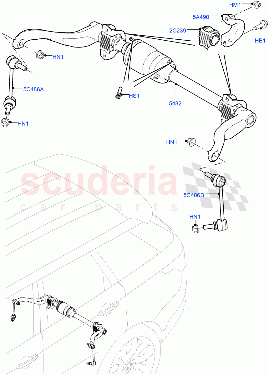 Rear Cross Member & Stabilizer Bar (Active Stabilizer Bar) (With ACE Suspension) ((V) TOJA999999) of Land Rover Land Rover Range Rover Sport (2014+) [3.0 DOHC GDI SC V6 Petrol]
