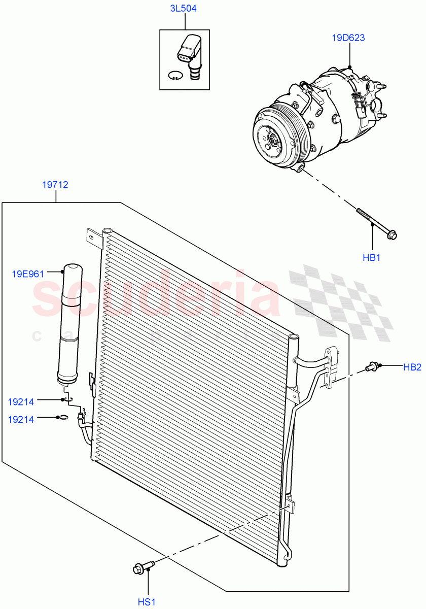 Air Conditioning Condensr/Compressr (3.0L DOHC GDI SC V6 PETROL) ((V) FROMEA000001) of Land Rover Land Rover Discovery 4 (2010-2016) [3.0 DOHC GDI SC V6 Petrol]