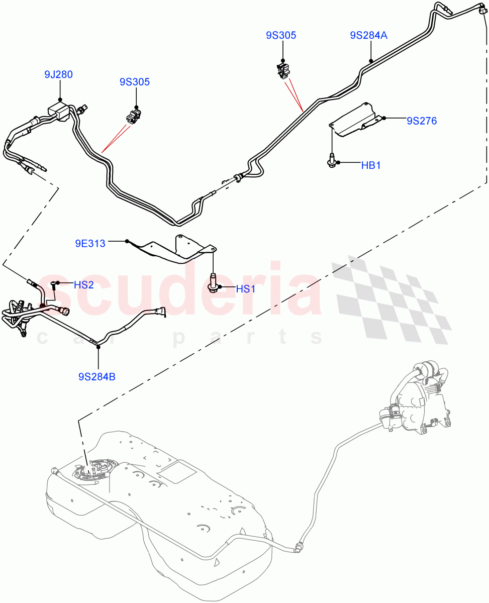 Fuel Lines (1.5L AJ20P3 Petrol High, 8 Speed Automatic Trans 8G30, Changsu (China)) of Land Rover Land Rover Range Rover Evoque (2019+) [1.5 I3 Turbo Petrol AJ20P3]