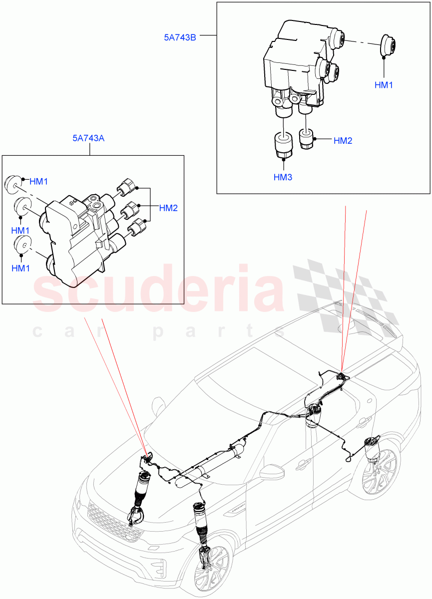 Air Suspension Compressor And Lines (Valve Assembly, Solihull Plant Build) (With Four Corner Air Suspension) ((V) FROMHA000001) of Land Rover Land Rover Discovery 5 (2017+) [2.0 Turbo Diesel]