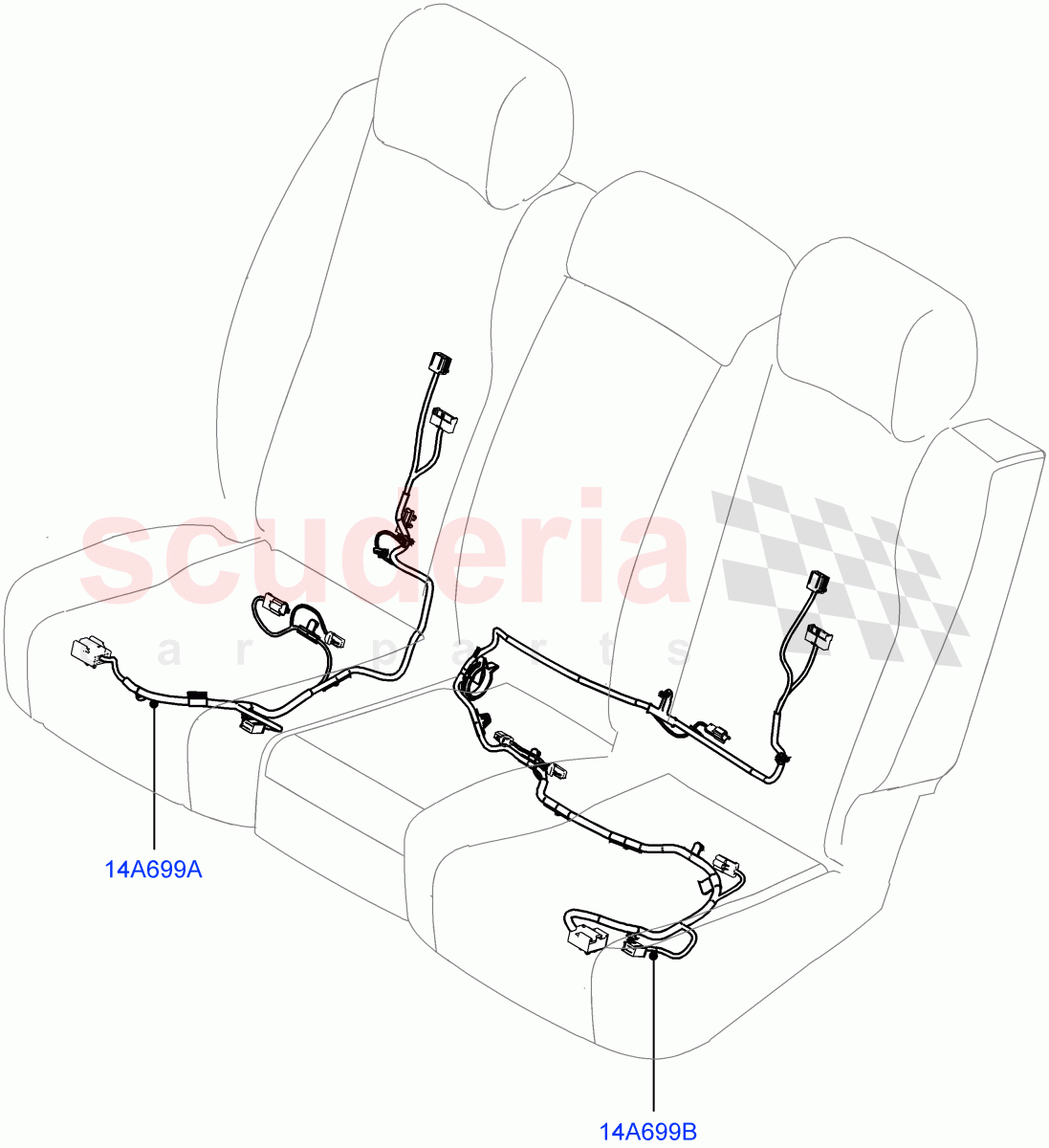 Wiring - Seats (Rear Seats) ((V) FROMJA000001) of Land Rover Land Rover Range Rover Sport (2014+) [5.0 OHC SGDI SC V8 Petrol]