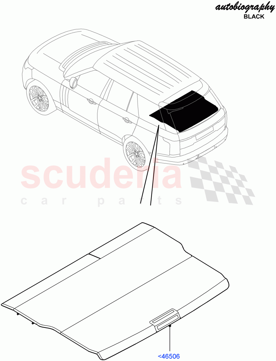 Load Compartment Trim (Package Tray, Autobiography Black / SV Autobiography, Upper) (Limited Package, 40/20/40 Super Slouch Rear Seat, Less Version Package, With 2 Rear Small Individual Seats, With 40/40 Split Individual Rr Seat) ((V) FROMEA000001) of Land Rover Land Rover Range Rover (2012-2021) [2.0 Turbo Petrol GTDI]