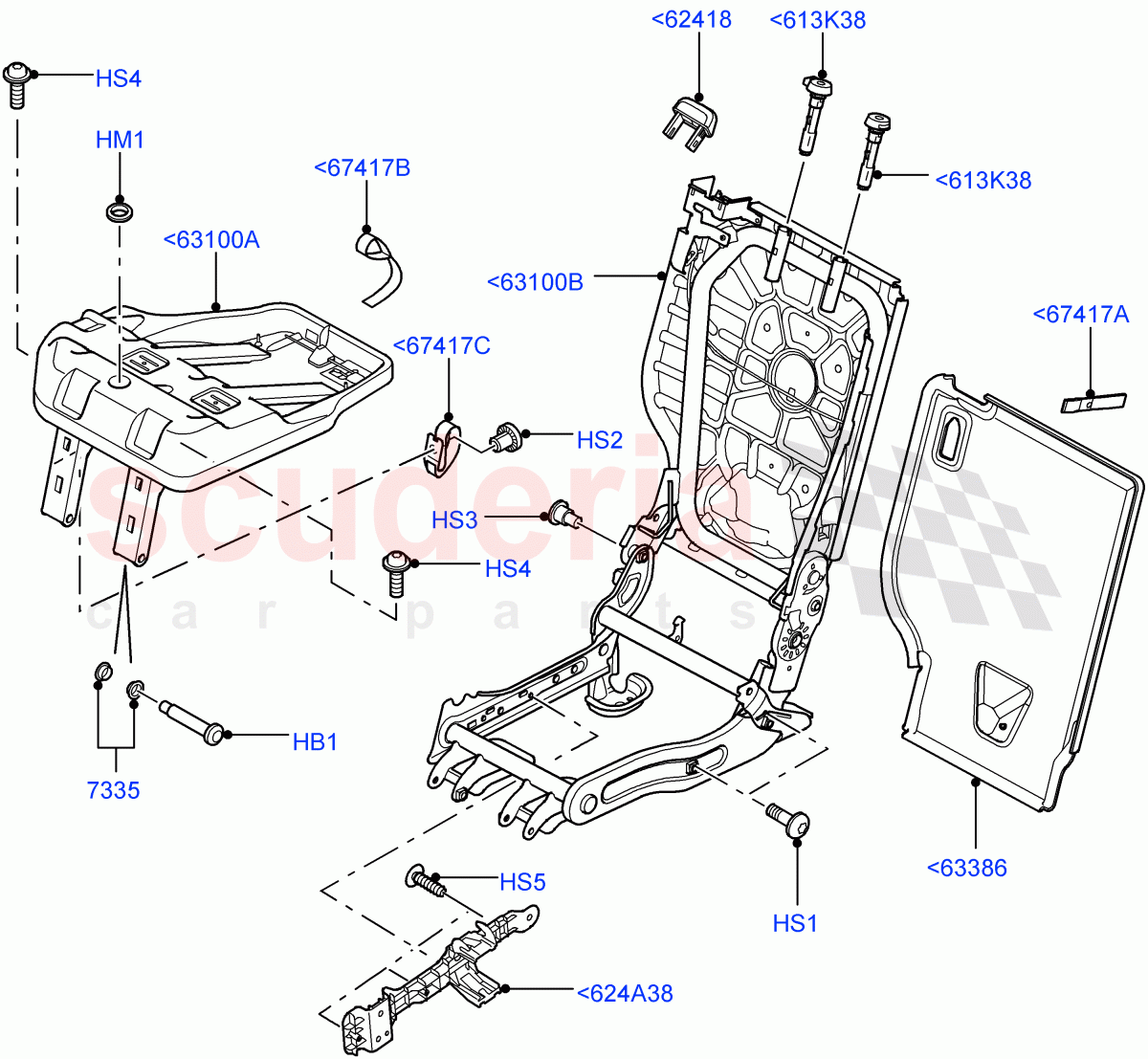 Rear Seat Frame ((V) TO9A999999) of Land Rover Land Rover Range Rover Sport (2005-2009) [2.7 Diesel V6]