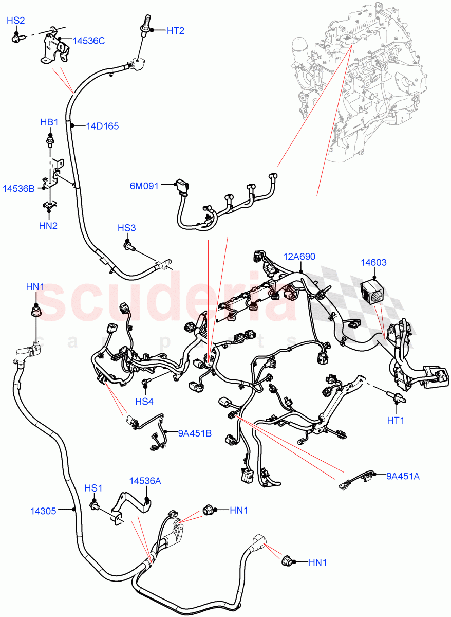 Engine Harness (2.0L I4 DSL HIGH DOHC AJ200) of Land Rover Land Rover Defender (2020+) [2.0 Turbo Petrol AJ200P]