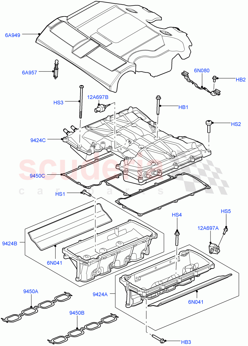 Inlet Manifold (Manifolds, Intercooler And Cover) (5.0L OHC SGDI SC V8 Petrol - AJ133, 5.0 Petrol AJ133 DOHC CDA, 5.0L P AJ133 DOHC CDA S/C Enhanced) of Land Rover Land Rover Range Rover (2012-2021) [5.0 OHC SGDI SC V8 Petrol]