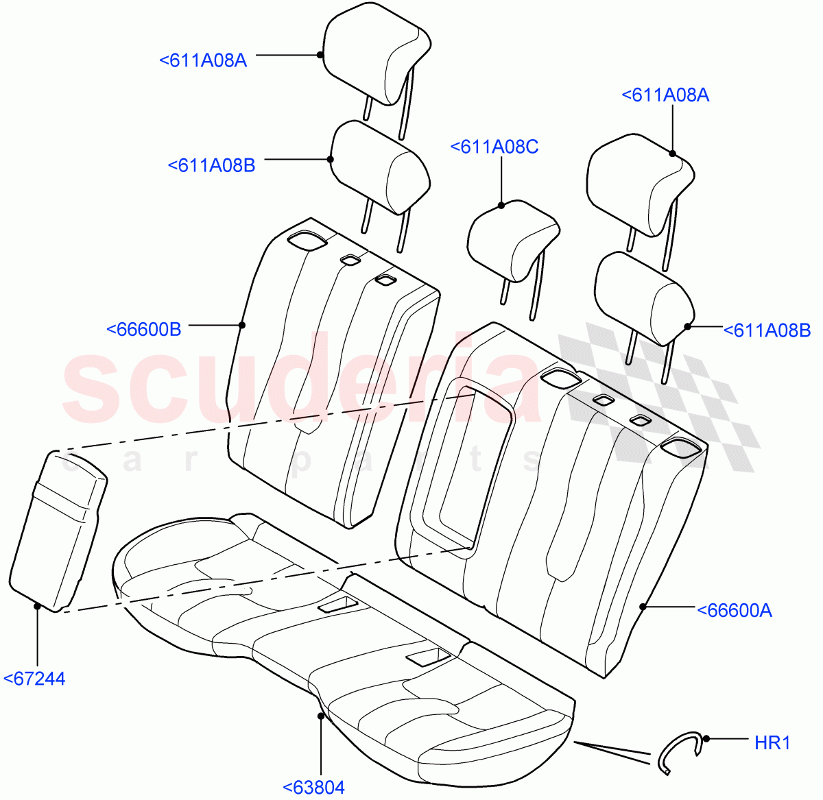 Rear Seat Covers (Taurus Leather Perforated, Halewood (UK), With 60/40 Split - Folding Rr Seat, 2nd Row Seat 60/40 (3 P) - Folding) of Land Rover Land Rover Range Rover Evoque (2012-2018) [2.0 Turbo Diesel]