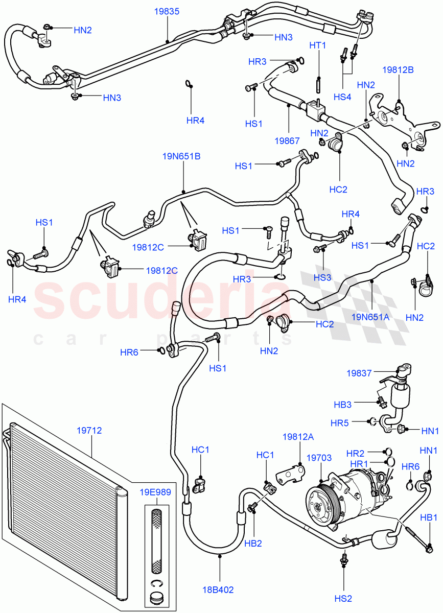 Air Conditioning Condensr/Compressr (5.0L OHC SGDI NA V8 Petrol - AJ133, 5.0L OHC SGDI SC V8 Petrol - AJ133) ((V) FROMAA000001) of Land Rover Land Rover Range Rover (2010-2012) [5.0 OHC SGDI SC V8 Petrol]