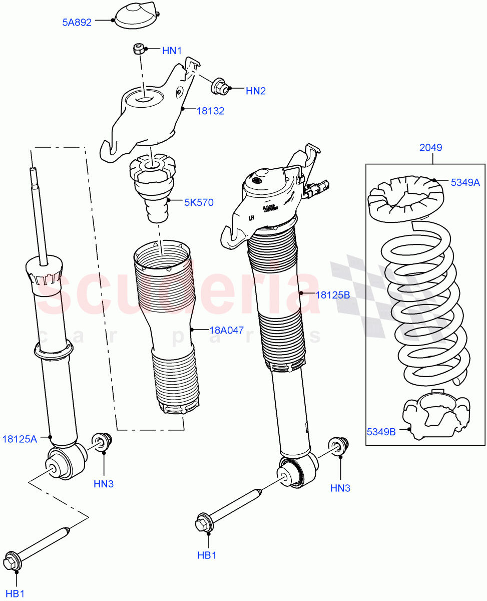 Rear Springs And Shock Absorbers (Halewood (UK)) of Land Rover Land Rover Discovery Sport (2015+) [2.0 Turbo Petrol GTDI]