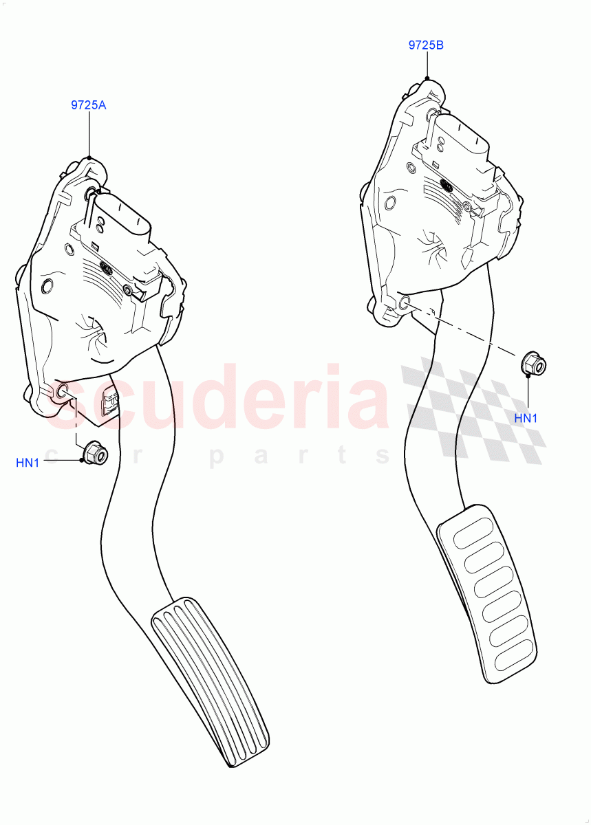 Accelerator/Injection Pump Controls (Nitra Plant Build) (2.0L I4 High DOHC AJ200 Petrol) ((V) FROMK2000001) of Land Rover Land Rover Discovery 5 (2017+) [2.0 Turbo Petrol AJ200P]