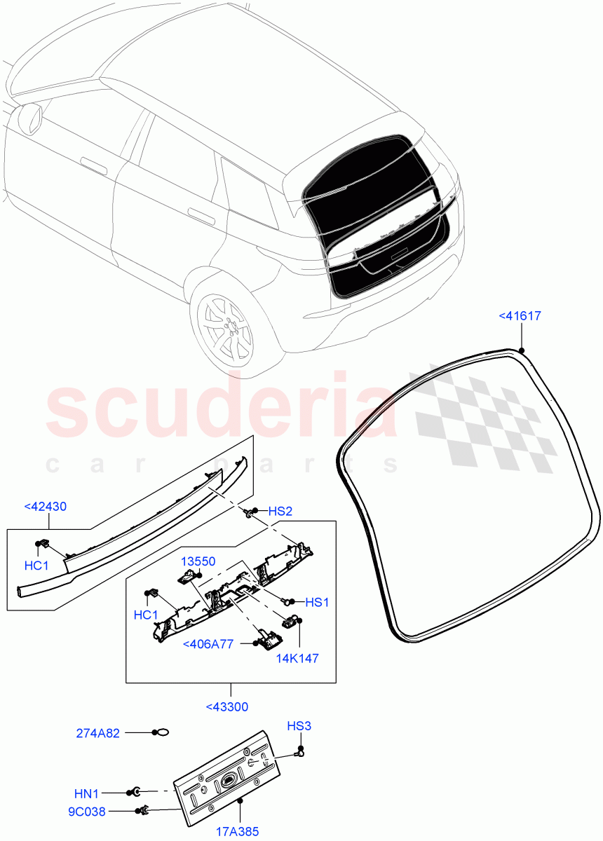 Luggage Compartment Door (Weatherstrips And Seals) (Changsu (China)) of Land Rover Land Rover Range Rover Evoque (2019+) [2.0 Turbo Diesel]