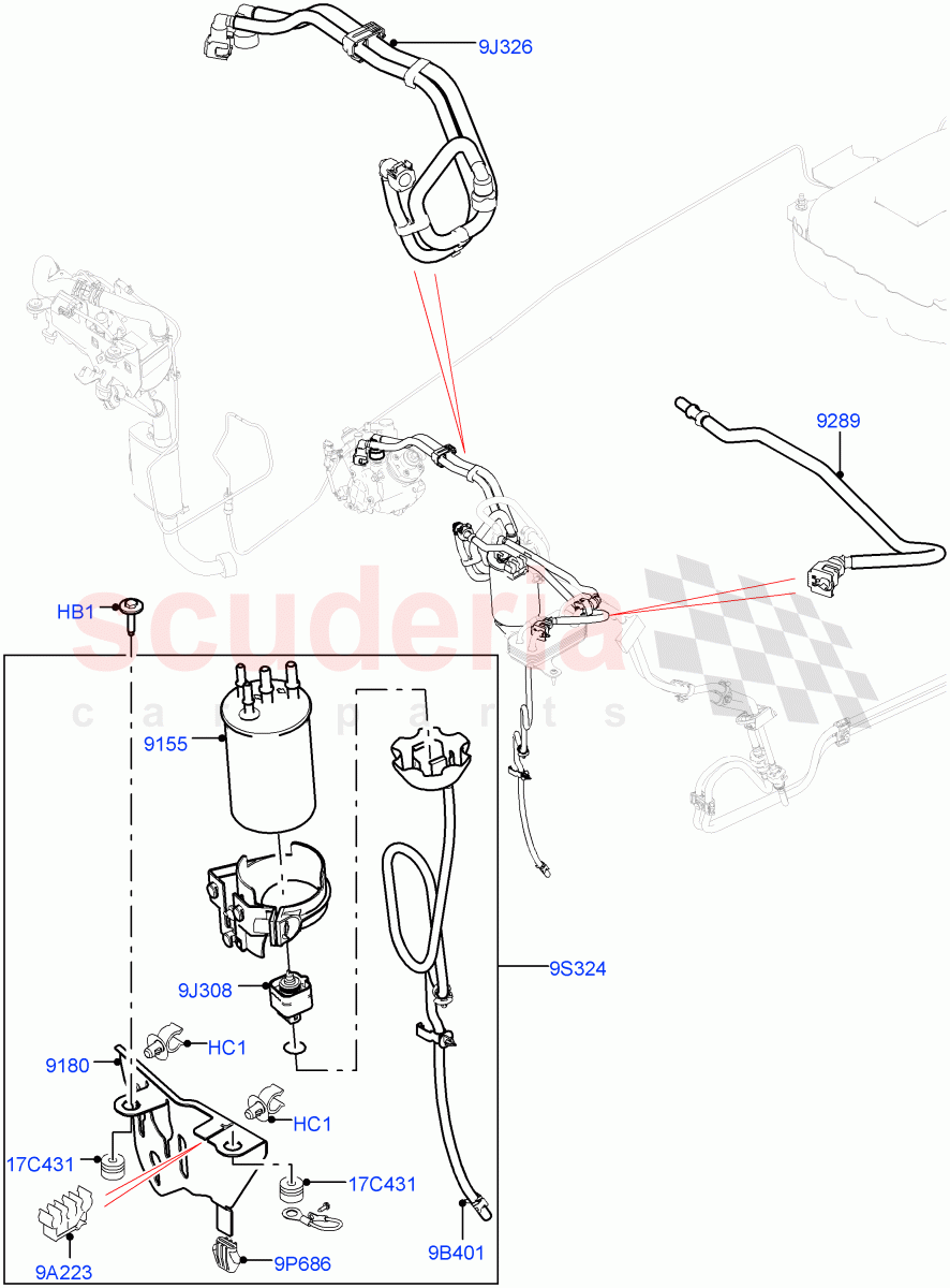 Fuel Lines (Front) (3.0 V6 Diesel) of Land Rover Land Rover Range Rover (2012-2021) [3.0 Diesel 24V DOHC TC]