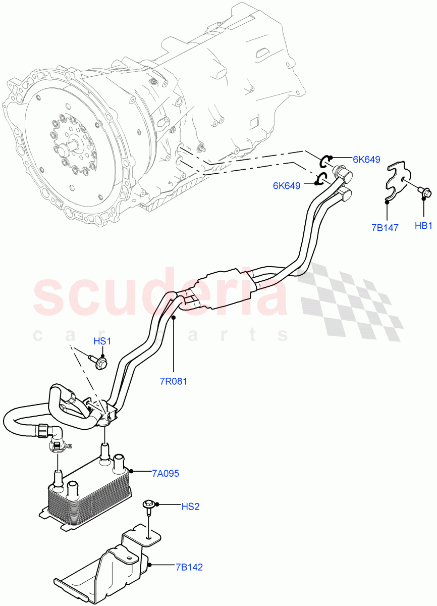 Transmission Cooling Systems (2.0L I4 DSL MID DOHC AJ200, 8 Speed Auto Trans ZF 8HP45, 2.0L I4 DSL HIGH DOHC AJ200) of Land Rover Land Rover Range Rover Velar (2017+) [2.0 Turbo Diesel AJ21D4]