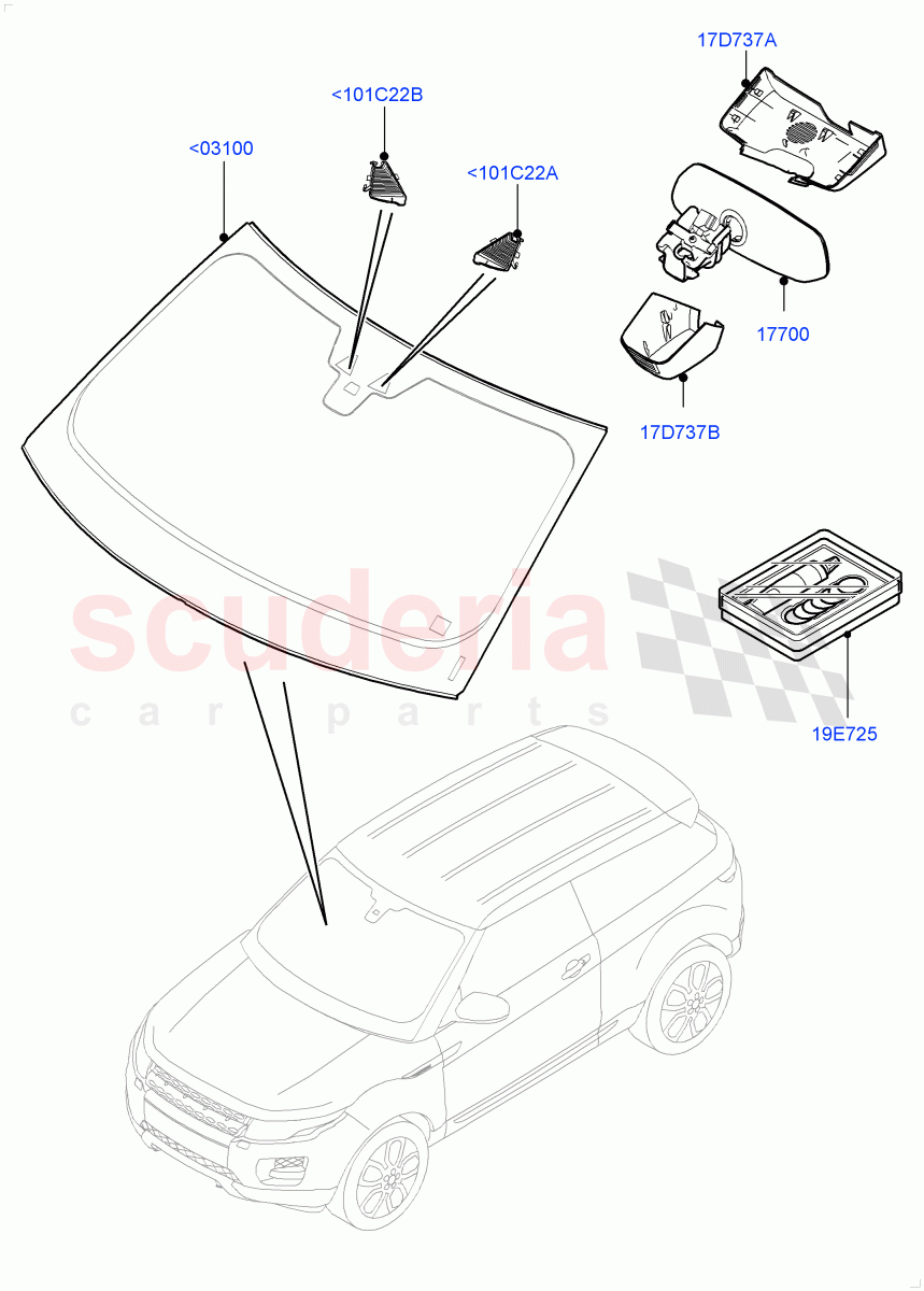 Windscreen/Inside Rear View Mirror (Changsu (China)) ((V) FROMGG134738) of Land Rover Land Rover Range Rover Evoque (2012-2018) [2.0 Turbo Petrol GTDI]