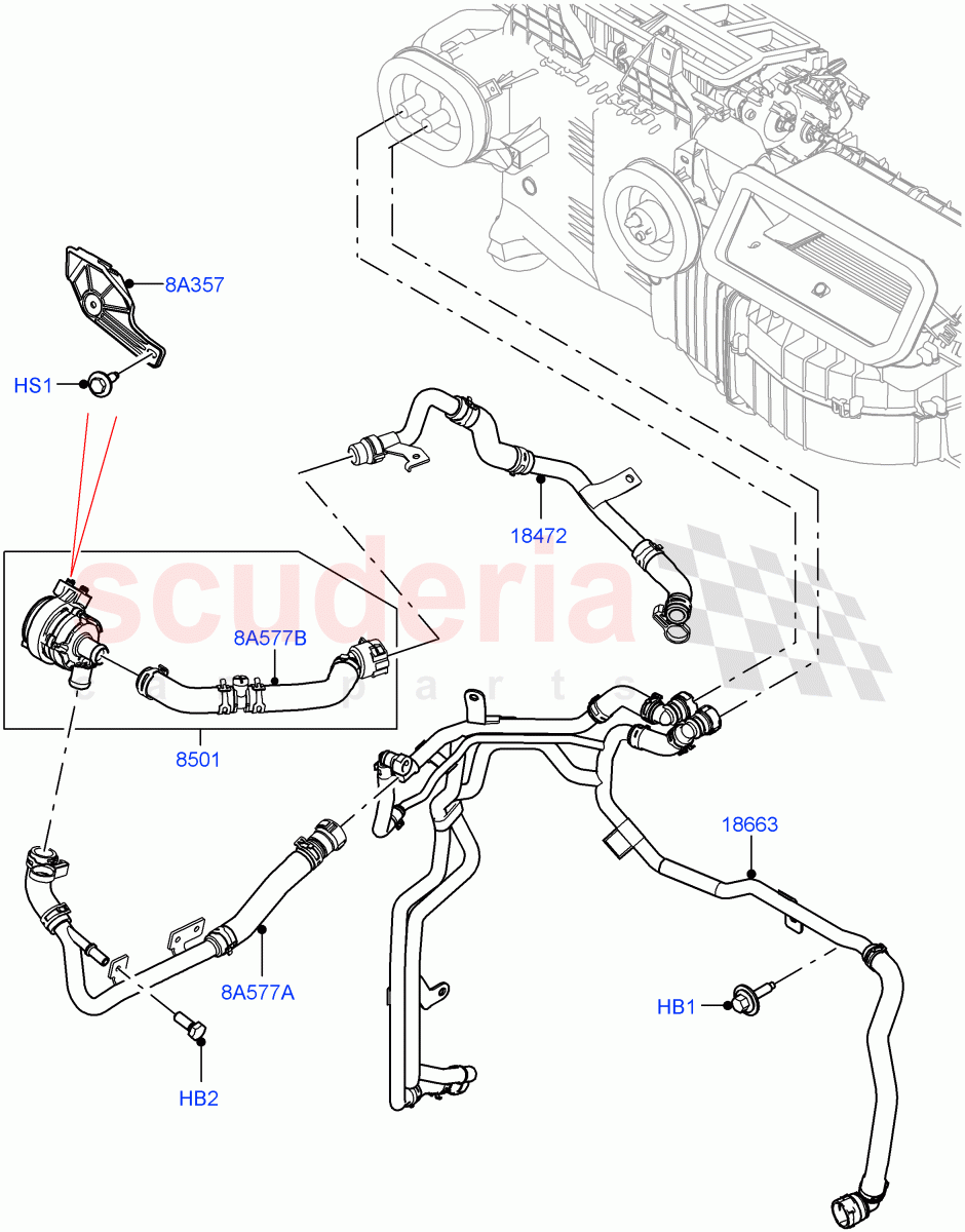 Heater Hoses (Front) (3.0L AJ20P6 Petrol High, With Ptc Heater, Premium Air Conditioning-Front/Rear, Less Heater) ((V) FROMKA000001) of Land Rover Land Rover Range Rover (2012-2021) [2.0 Turbo Petrol AJ200P]
