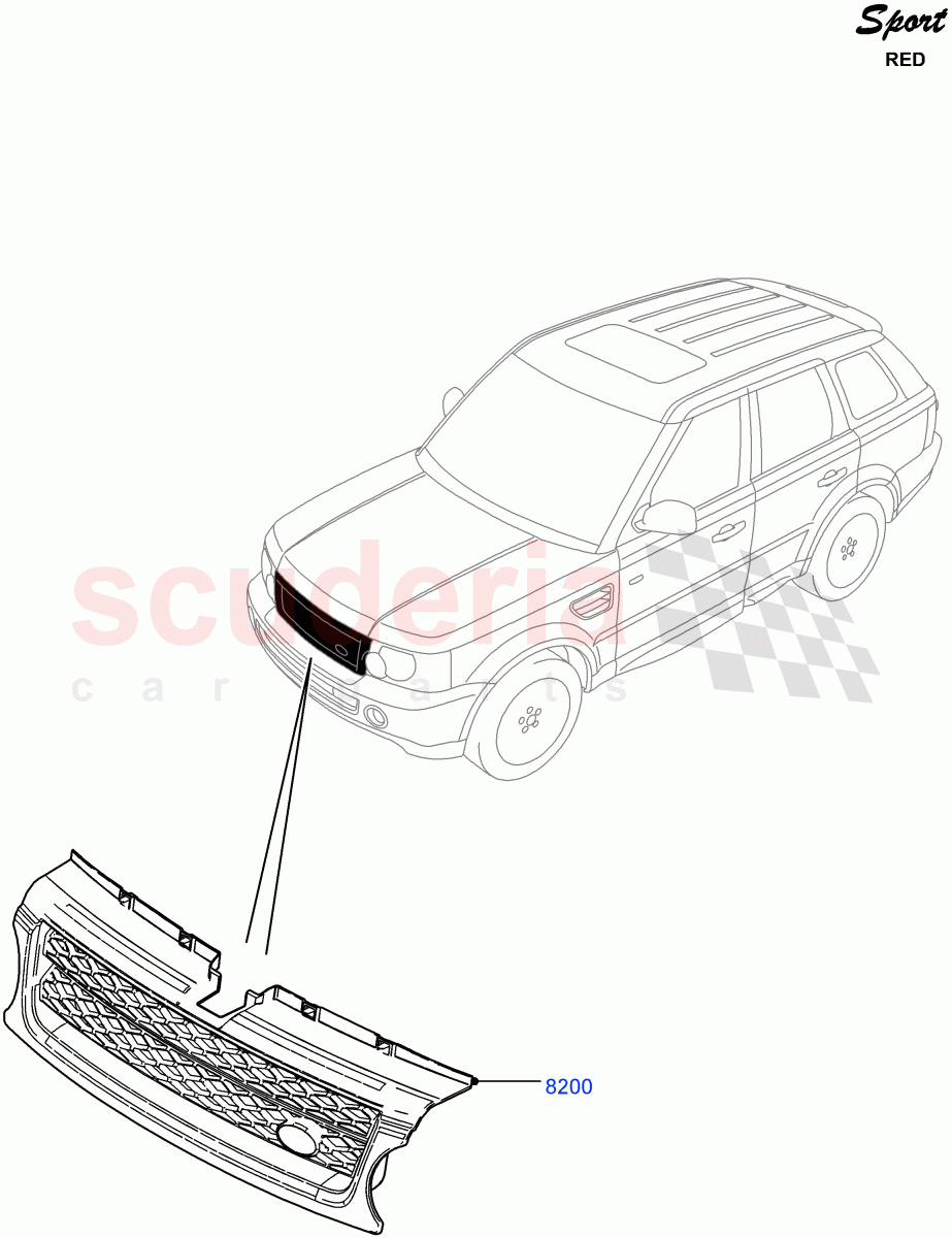 Radiator Grille And Front Bumper (Red Sport LE) ((V) FROMDA000001) of Land Rover Land Rover Range Rover Sport (2010-2013) [3.0 Diesel 24V DOHC TC]