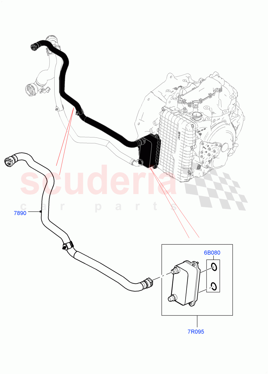 Transmission Cooling Systems (2.0L I4 Mid DOHC AJ200 Petrol, 9 Speed Auto AWD, Itatiaia (Brazil), 2.0L I4 Mid AJ200 Petrol E100) ((V) FROMJT000001) of Land Rover Land Rover Range Rover Evoque (2012-2018) [2.0 Turbo Petrol AJ200P]