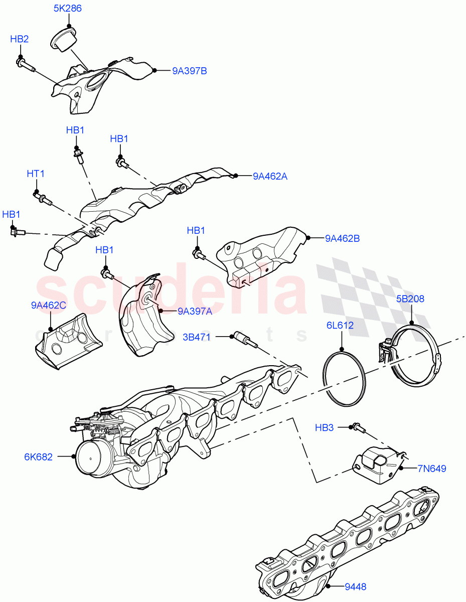Turbocharger (3.0L AJ20P6 Petrol High) ((V) FROMKA000001) of Land Rover Land Rover Range Rover Sport (2014+) [3.0 I6 Turbo Petrol AJ20P6]