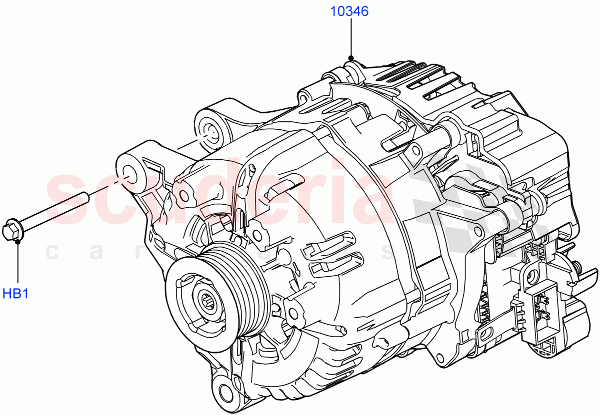 Alternator And Mountings (3.0L AJ20P6 Petrol High, Electric Engine Battery-MHEV, 3.0L AJ20D6 Diesel High) of Land Rover Land Rover Range Rover (2022+) [3.0 I6 Turbo Diesel AJ20D6]