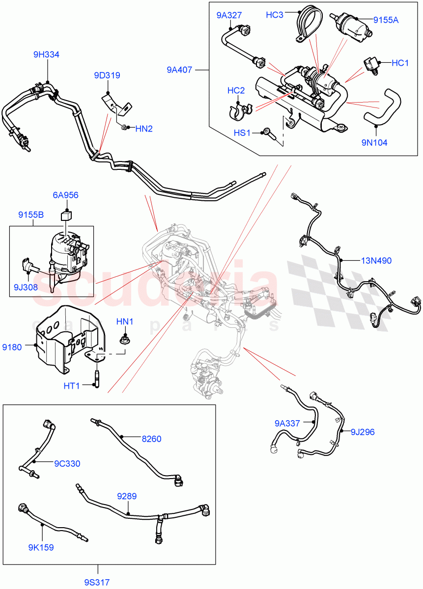 Fuel Filter (2.0L I4 DSL MID DOHC AJ200, Itatiaia (Brazil), 2.0L I4 DSL HIGH DOHC AJ200) ((V) FROMGT000001) of Land Rover Land Rover Discovery Sport (2015+) [2.0 Turbo Diesel]
