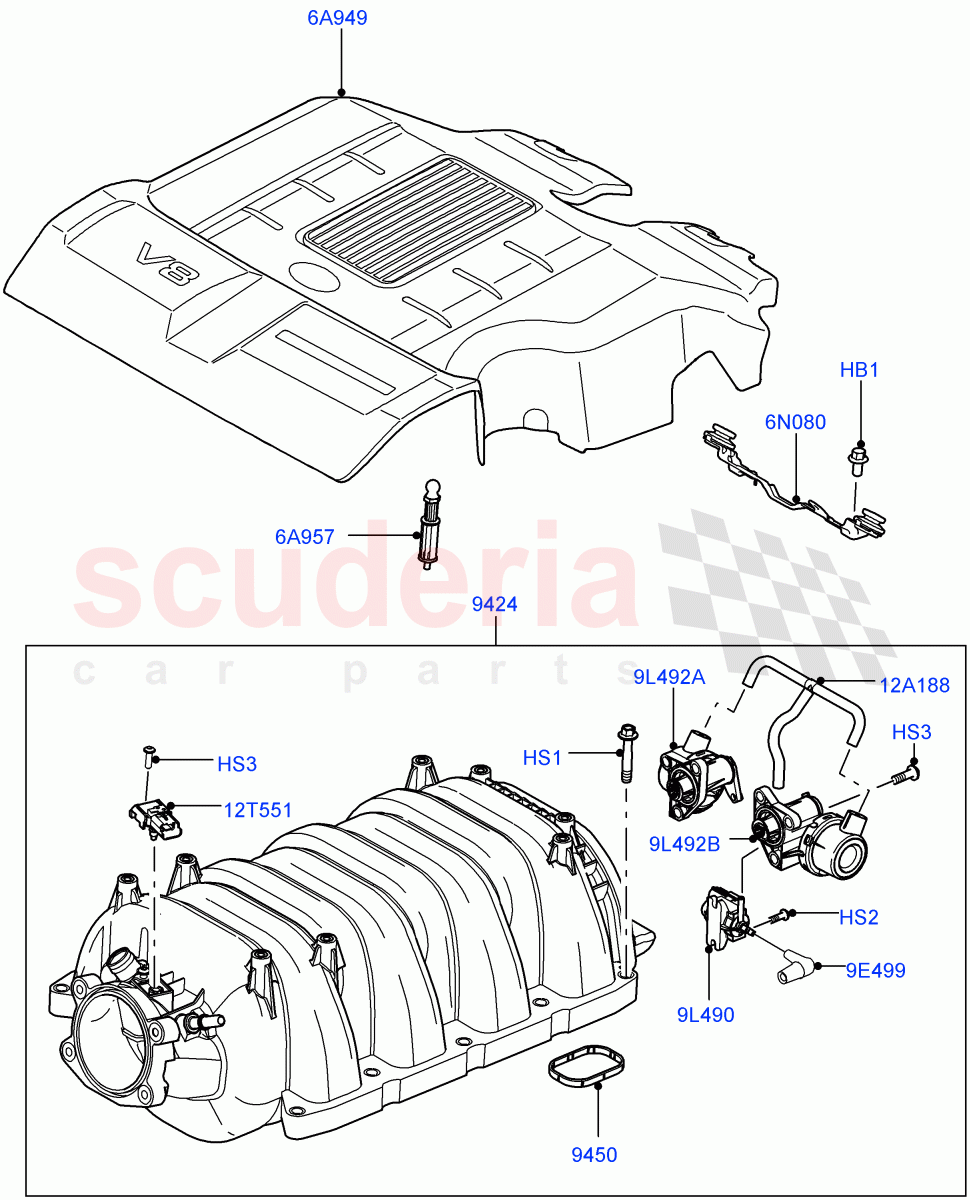 Inlet Manifold (5.0L OHC SGDI NA V8 Petrol - AJ133) ((V) FROMAA000001) of Land Rover Land Rover Range Rover (2010-2012) [5.0 OHC SGDI NA V8 Petrol]