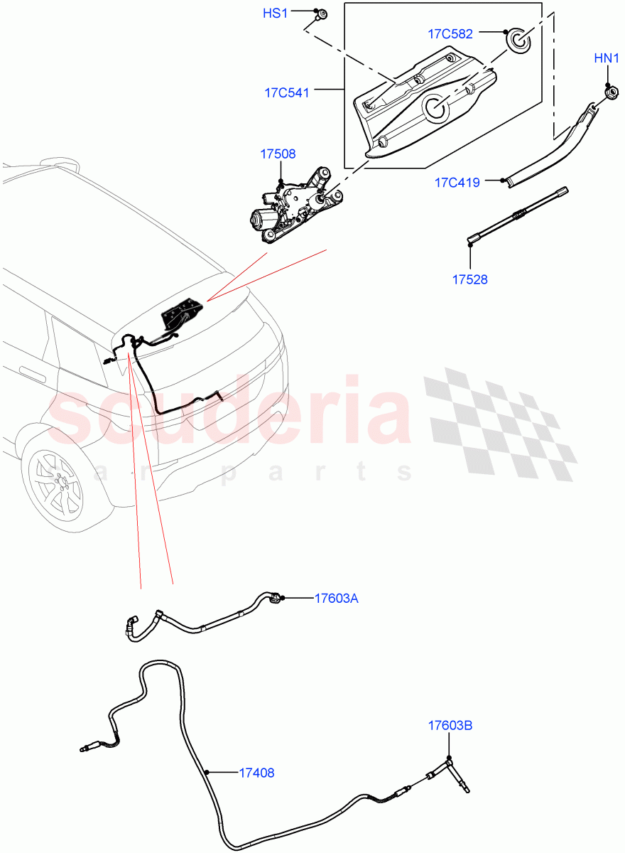 Rear Window Wiper And Washer (Changsu (China)) of Land Rover Land Rover Range Rover Evoque (2019+) [2.0 Turbo Diesel AJ21D4]