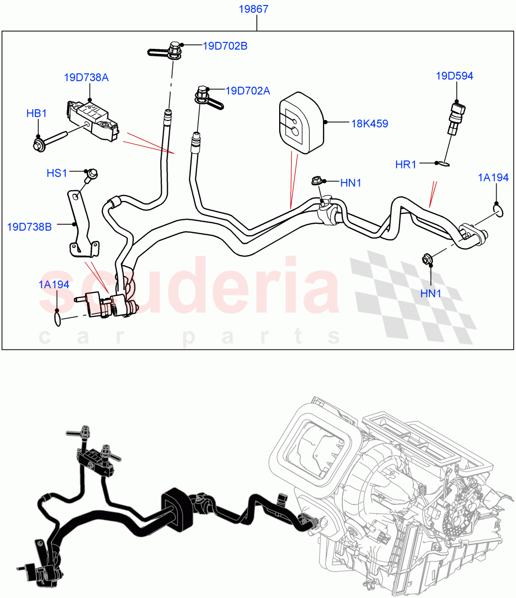 Air Conditioning System (Halewood (UK), Air Con Refrigerant-HF01234YF) ((V) TOLH999999) of Land Rover Land Rover Range Rover Evoque (2019+) [1.5 I3 Turbo Petrol AJ20P3]