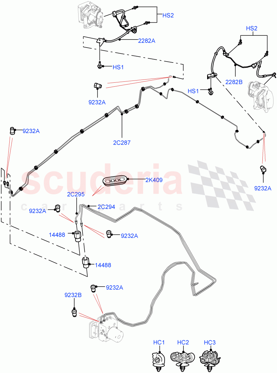Rear Brake Pipes (Nitra Plant Build) (LHD) ((V) FROMK2000001, (V) TOL2999999) of Land Rover Land Rover Discovery 5 (2017+) [3.0 DOHC GDI SC V6 Petrol]