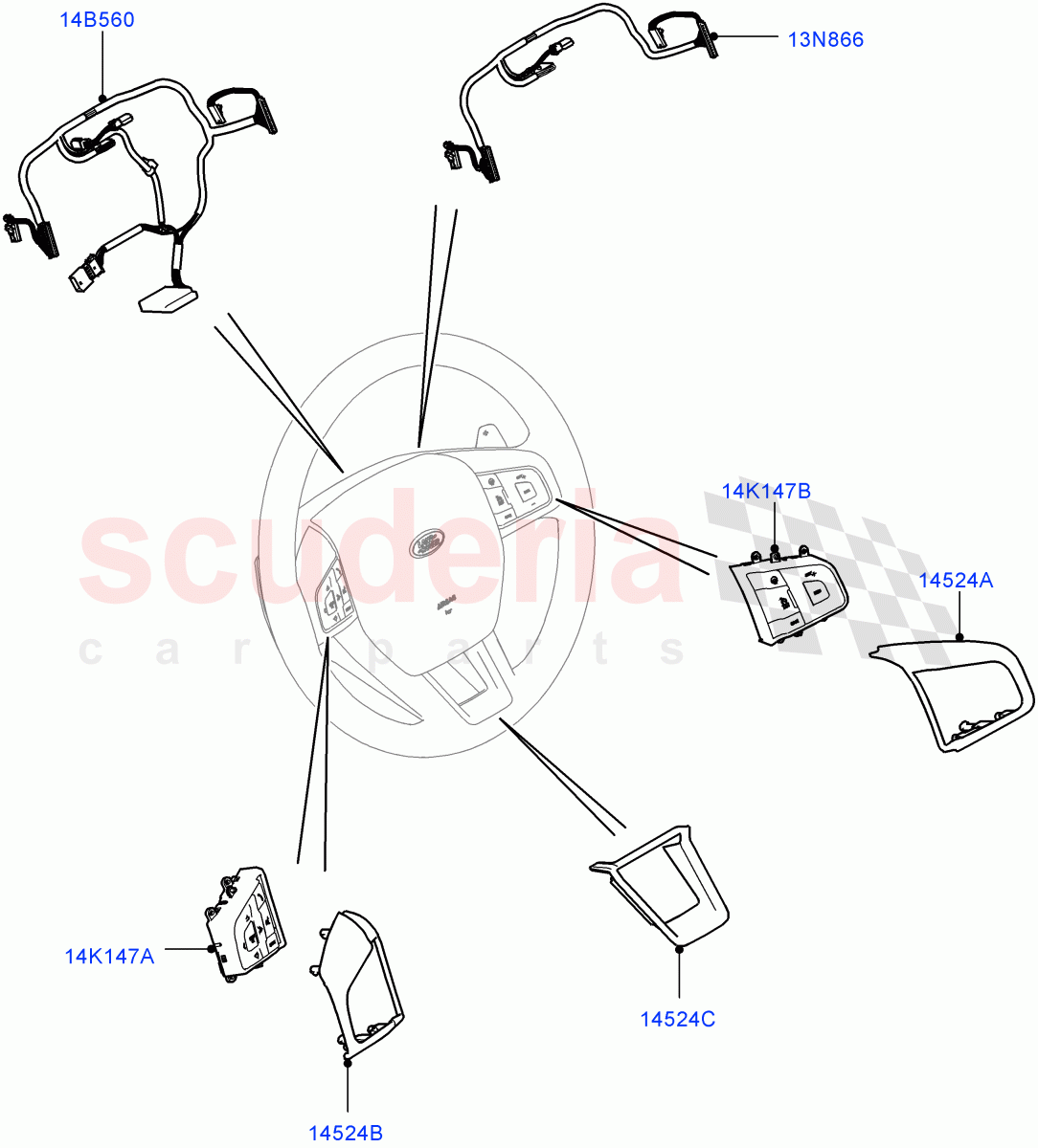 Switches (Steering Wheel) (Changsu (China)) ((V) FROMFG000001, (V) TOMG140568) of Land Rover Land Rover Discovery Sport (2015+) [2.0 Turbo Diesel AJ21D4]