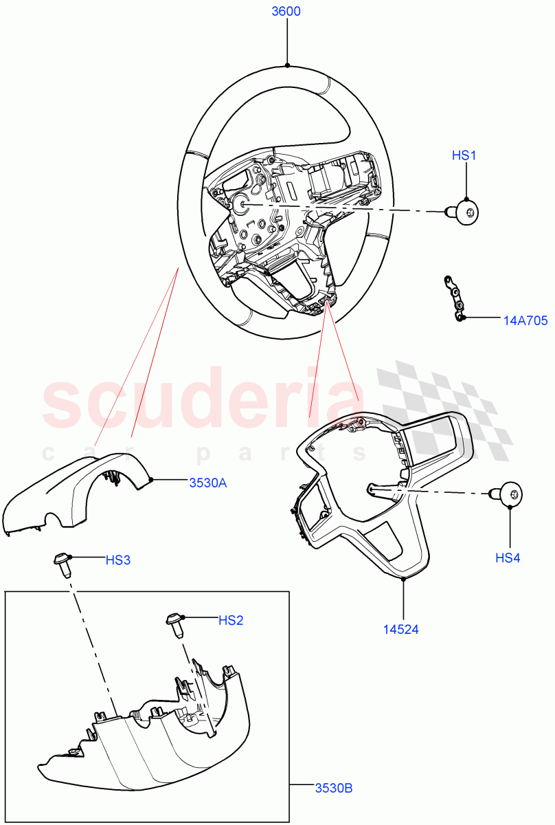 Steering Wheel (Halewood (UK)) ((V) FROMMH000001) of Land Rover Land Rover Discovery Sport (2015+) [2.0 Turbo Petrol GTDI]