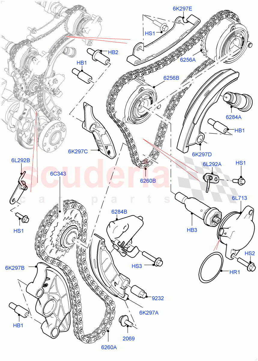 Timing Gear (Solihull Plant Build) (2.0L I4 High DOHC AJ200 Petrol, 2.0L AJ200P Hi PHEV, 2.0L I4 Mid DOHC AJ200 Petrol) ((V) FROMHA000001) of Land Rover Land Rover Range Rover Sport (2014+) [2.0 Turbo Petrol AJ200P]