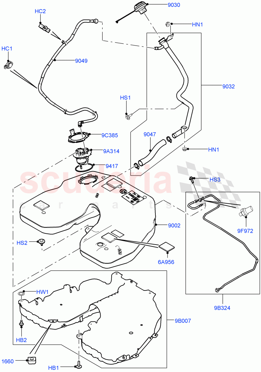 Fuel Tank & Related Parts (5.0L OHC SGDI SC V8 Petrol - AJ133, 5.0 Petrol AJ133 DOHC CDA, 5.0L P AJ133 DOHC CDA S/C Enhanced) of Land Rover Land Rover Range Rover Sport (2014+) [5.0 OHC SGDI SC V8 Petrol]