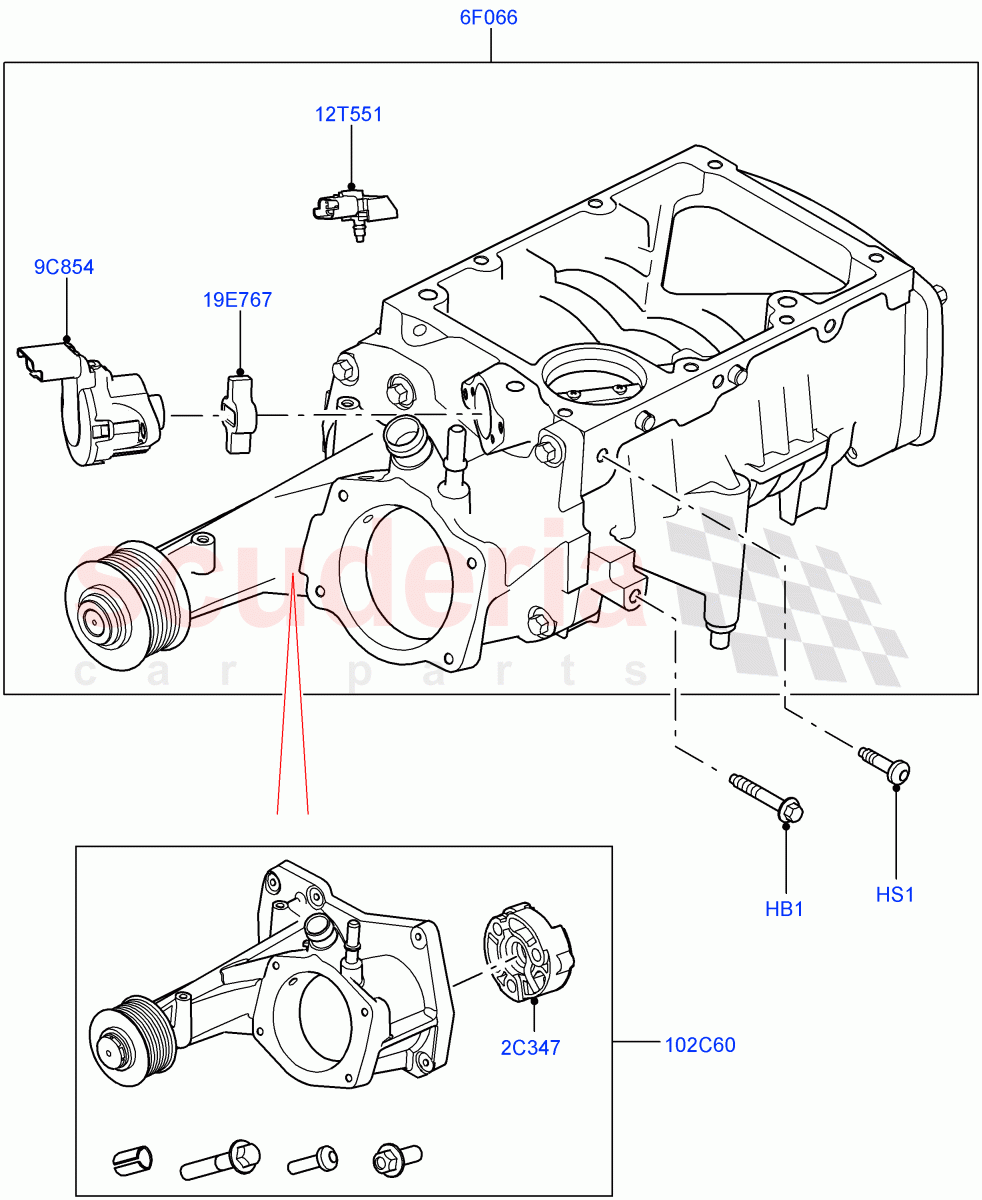 Supercharger (Solihull Plant Build) (3.0L DOHC GDI SC V6 PETROL) ((V) FROMEA000001) of Land Rover Land Rover Range Rover Sport (2014+) [3.0 DOHC GDI SC V6 Petrol]