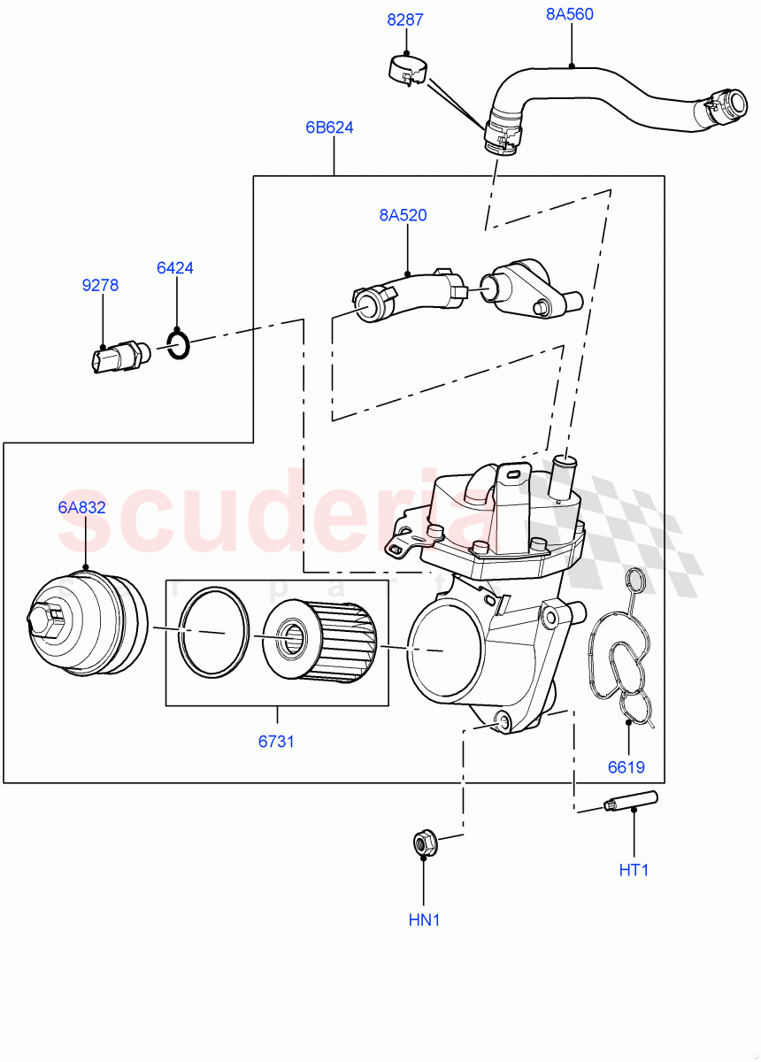 Oil Cooler And Filter (2.2L DOHC EFI TC DW12, 2.2L CR DI 16V Diesel) of Land Rover Land Rover Range Rover Evoque (2012-2018) [2.2 Single Turbo Diesel]