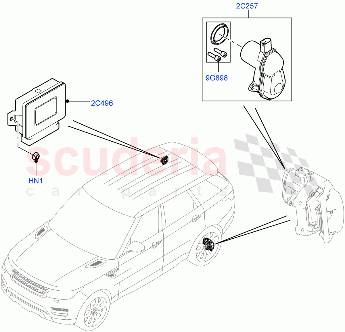 Parking Brake (Electric Parking Brake Actuator And Cables) of Land Rover Land Rover Range Rover Sport (2014+) [3.0 DOHC GDI SC V6 Petrol]