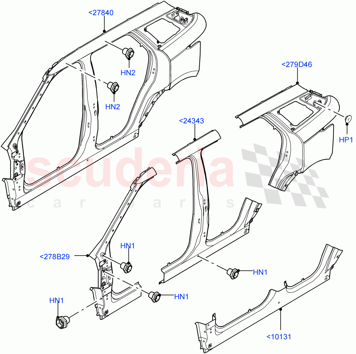 Side Panels - Outer (Itatiaia (Brazil)) of Land Rover Land Rover Range Rover Evoque (2019+) [1.5 I3 Turbo Petrol AJ20P3]