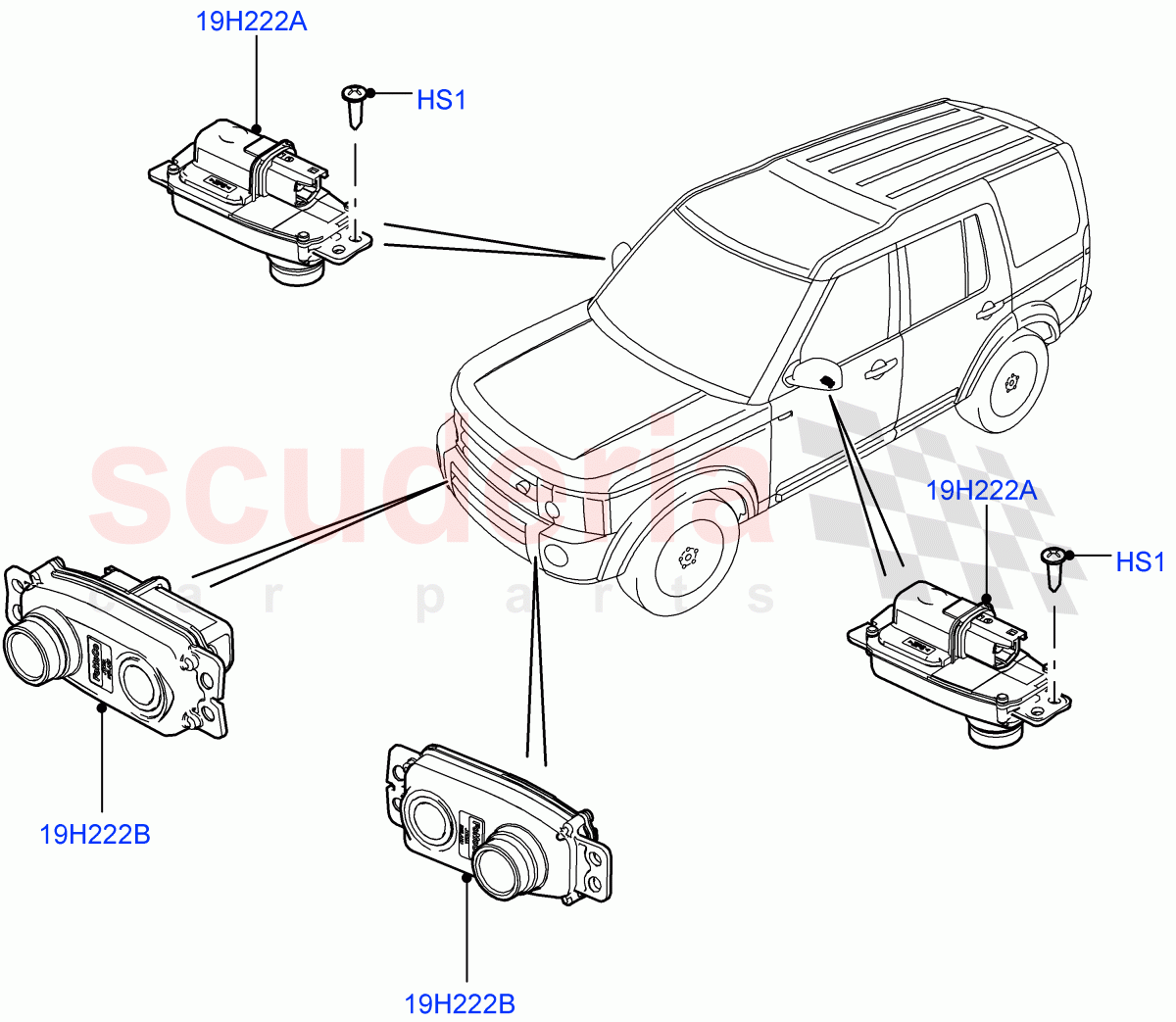 Camera Equipment (Front) ((V) FROMAA000001, (V) TODA999999) of Land Rover Land Rover Discovery 4 (2010-2016) [2.7 Diesel V6]