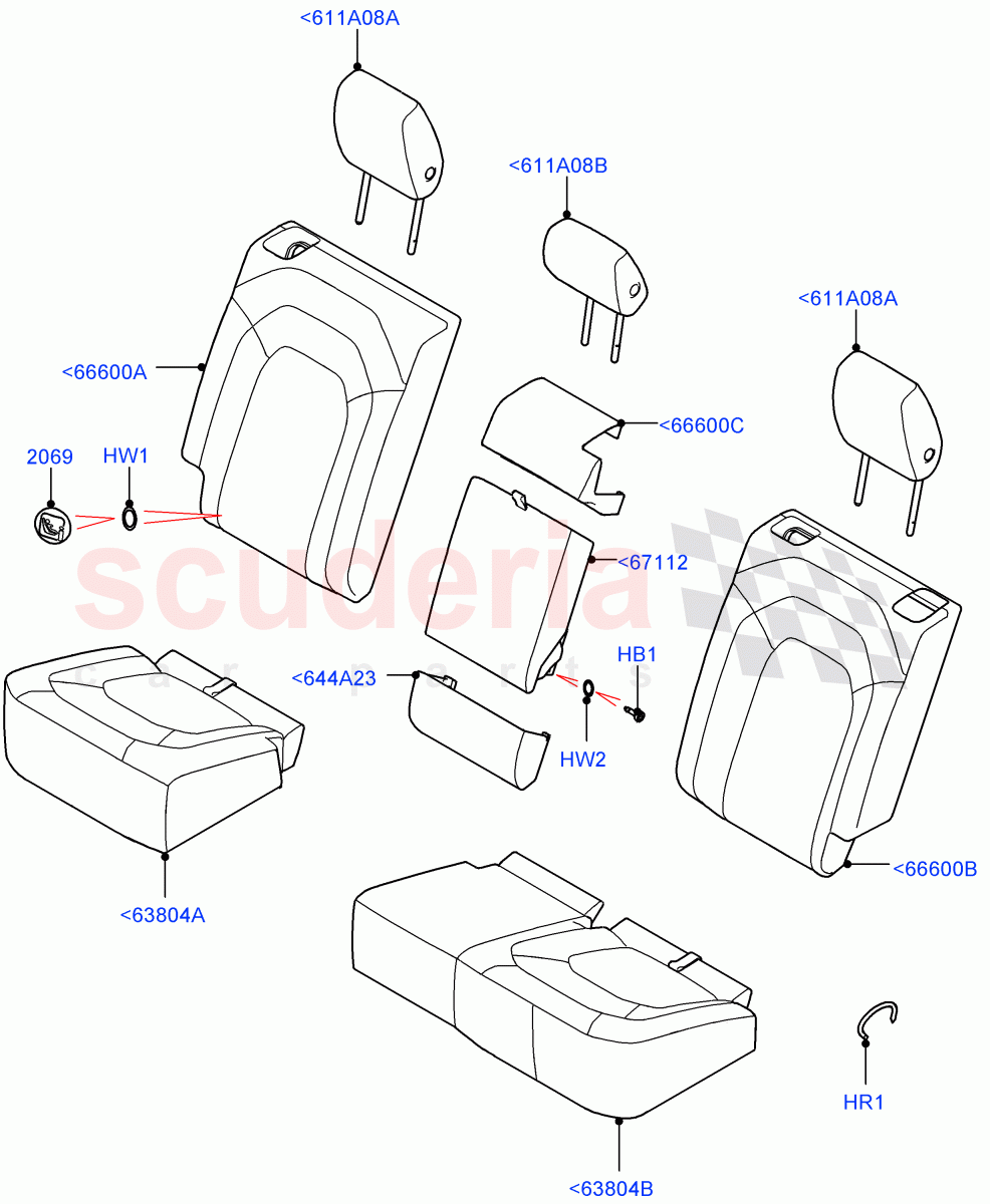 Rear Seat Covers (Taurus Leather, With 40/20/40 Split Fold Rear Seat) ((V) FROMP2000001) of Land Rover Land Rover Defender (2020+) [2.0 Turbo Petrol AJ200P]