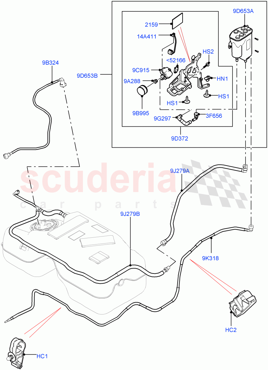 Fuel Lines (Rear) (2.0L 16V TIVCT T/C 240PS Petrol, Halewood (UK), Fuel Tank Filler Neck - DMTL, 2.0L 16V TIVCT T/C Gen2 Petrol) of Land Rover Land Rover Discovery Sport (2015+) [2.0 Turbo Petrol GTDI]